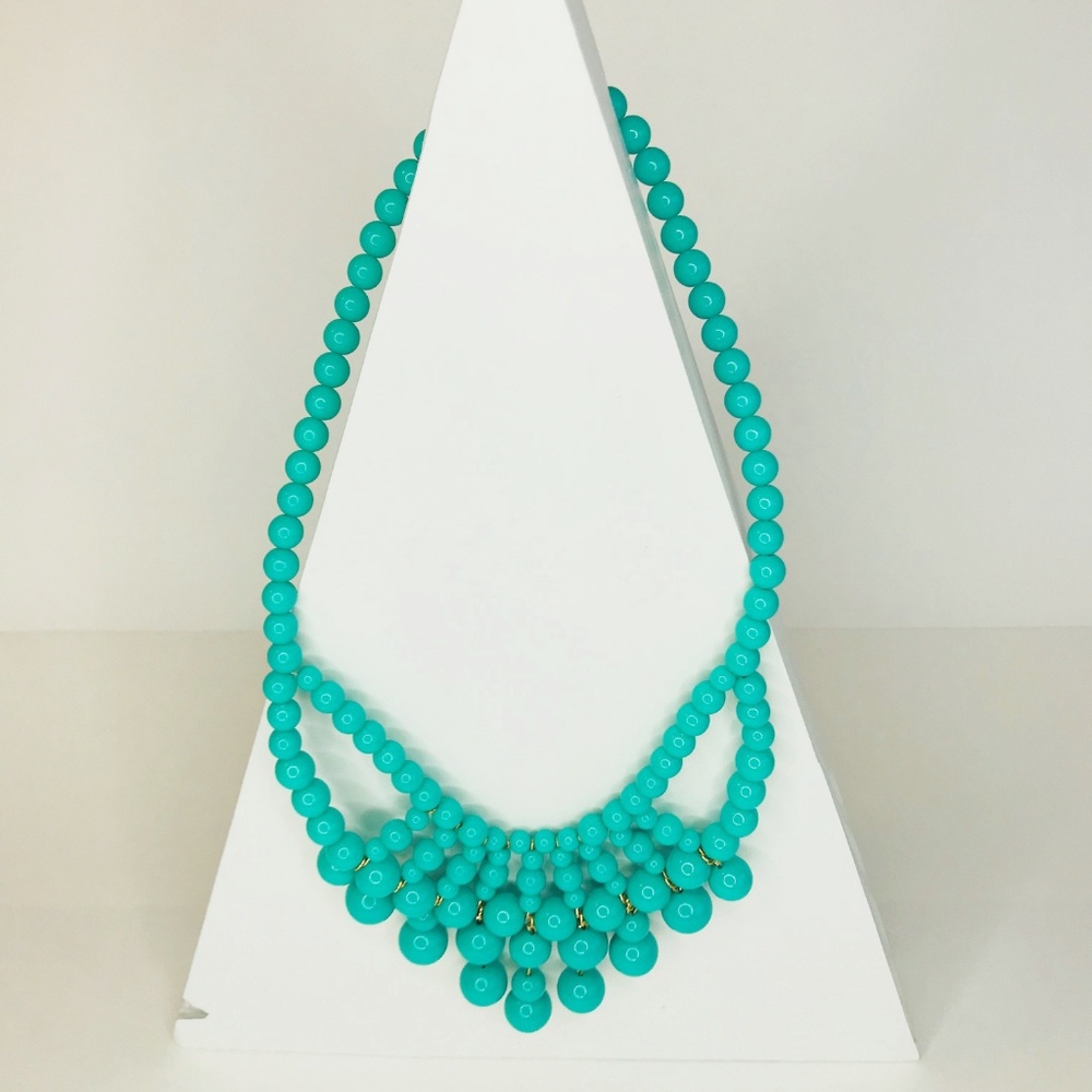 🆑 Mint Beaded Bib Statement Necklace - Picture 1 of 5